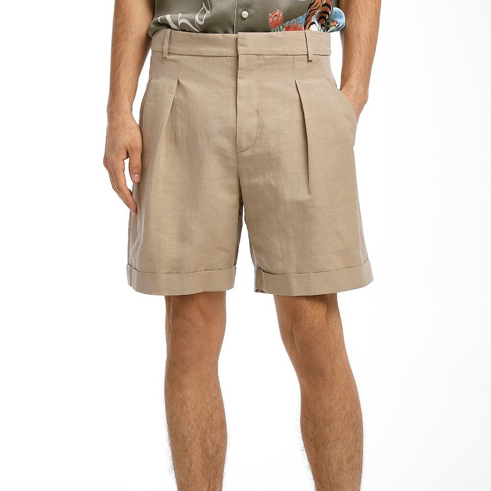 BNWT SS24 BALMAIN ECRU HEMP BERMUDA SHORTS 52